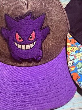 2 Pokemon Purple and Brown Gengar Trucker Hat and gotta catch them all